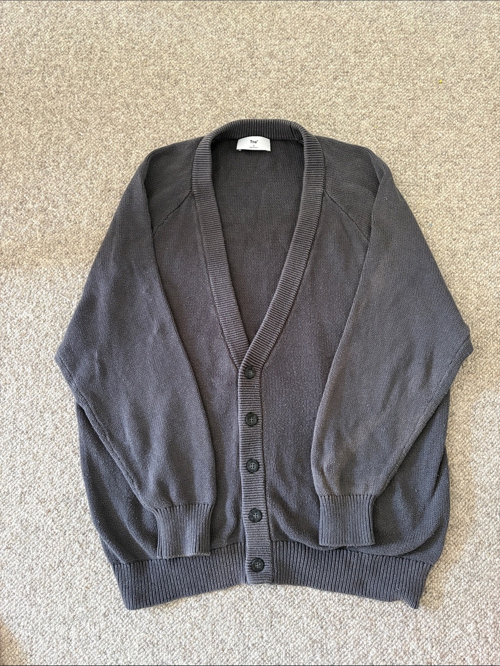 TNA Charcoal Gray Button-Up V-Neck Cardigan